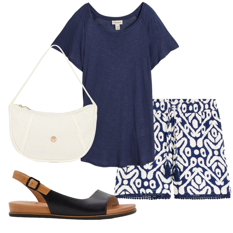 Outfit donna - Total look #2425936. Stile Basic per Tutti i giorni. Abbinamento con shorts, t-shirt, sandali, borse a mano.