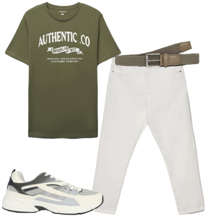 Outfit uomo - Total look #2425977. Stile Casual per Tutti i giorni. Abbinamento con cinture, sneakers, jeans, t-shirt.