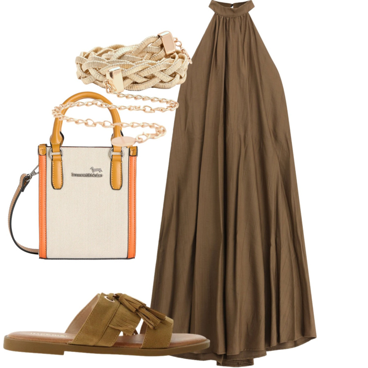 Outfit donna - Total look #2426010. Stile Casual chic per Tutti i giorni. Abbinamento con borse tote, cinture, sandali, vestiti lunghi.