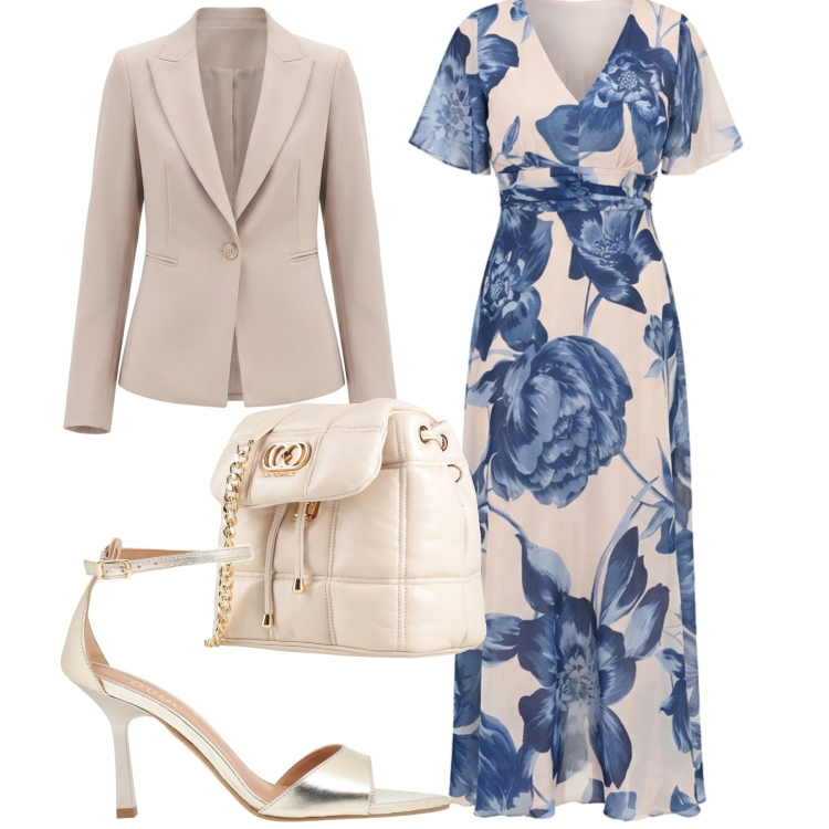 Outfit donna - Chic. Stile Chic per Tutti i giorni. Abbinamento con sandali in pelle, valigie, vestiti lunghi, blazer.