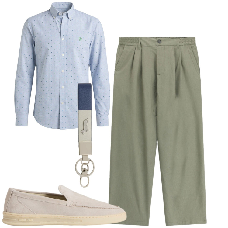 Outfit uomo - Total look #2426022. Stile Urban per Tutti i giorni. Abbinamento con camicie, portachiavi, scarpe stringate, pantaloni.