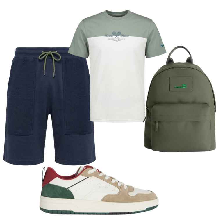 Outfit uomo - Total look #2426034. Stile Casual per Tutti i giorni. Abbinamento con sneakers, t-shirt, borse sportive, pantaloni corti.