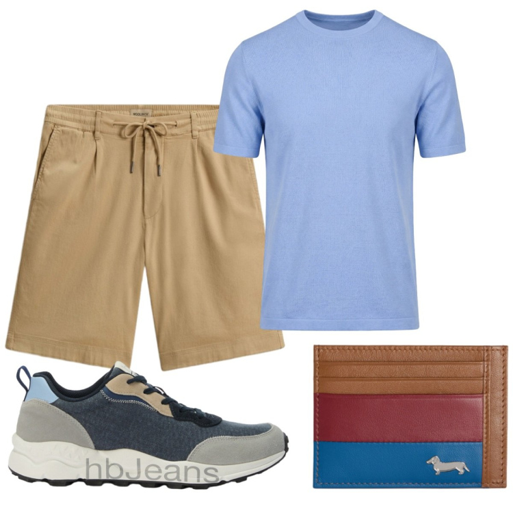Outfit uomo - Total look #2426036. Stile Casual per Tutti i giorni. Abbinamento con sneakers, portafogli, t-shirt, pantaloni corti.