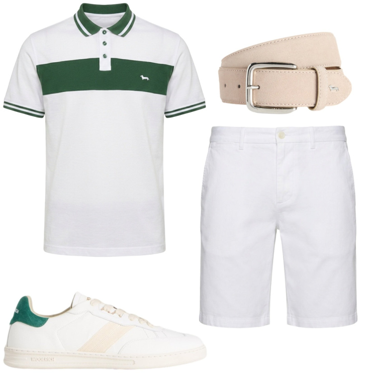 Outfit uomo - Total look #2426094. Stile Casual per Tutti i giorni. Abbinamento con bermuda, polo, cinture, sneakers.