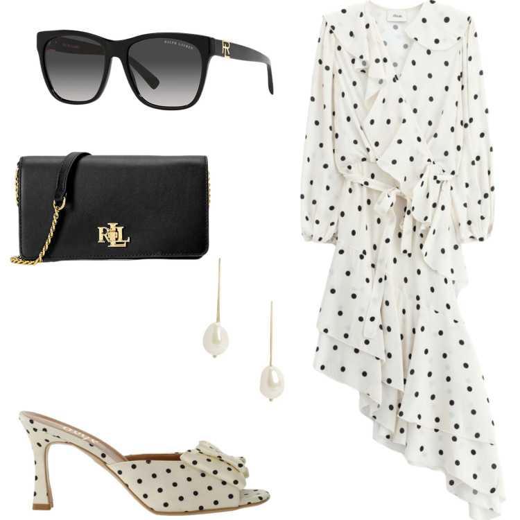 Outfit donna - Summer Sale Style. Stile Chic per Cerimonia. Abbinamento con sandali col tacco, vestiti midi/longuette, occhiali da sole, orecchini, borse a mano.