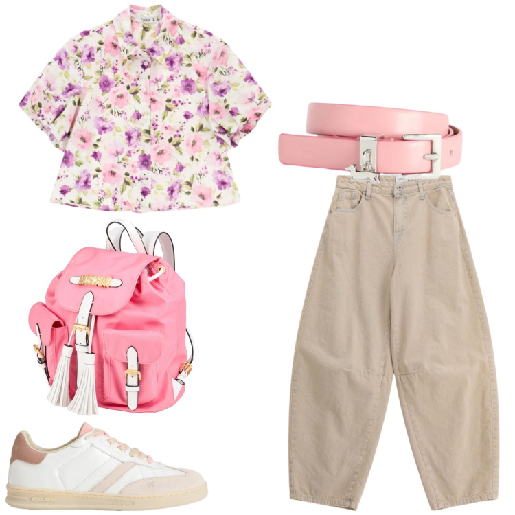 Outfit donna - Total look #2426176. Stile Casual per Tutti i giorni. Abbinamento con zaini, cinture, camicie a manica corta, jeans, sneakers.