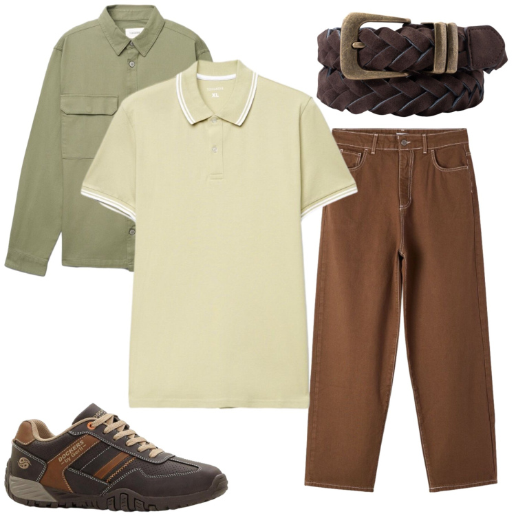 Outfit uomo - Total look #2426184. Stile Trendy per Tutti i giorni. Abbinamento con sneakers, pantaloni, cappotti, polo, cinture.