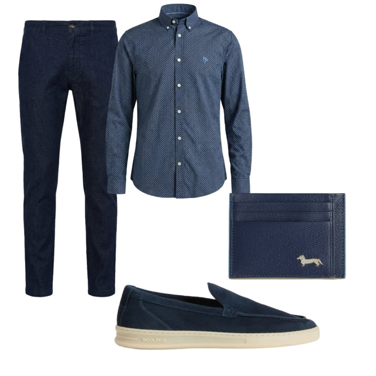 Outfit uomo - Total look #2426212. Stile Trendy per Tutti i giorni. Abbinamento con portafogli, camicie, jeans, scarpe stringate.
