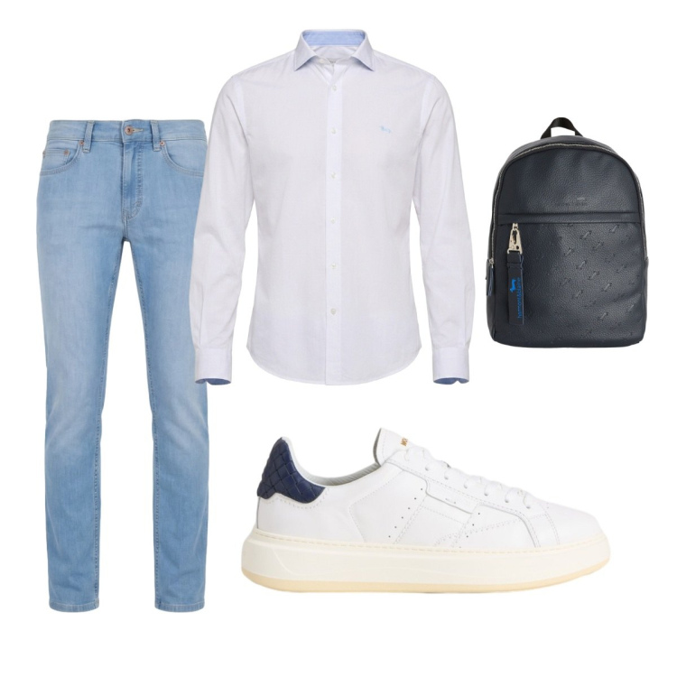 Outfit uomo - Total look #2426213. Stile Trendy per Tutti i giorni. Abbinamento con jeans, camicie, borse sportive, sneakers.