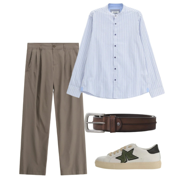 Outfit uomo - Prime notti d’estate. Stile Casual per Serata speciale. Abbinamento con pantaloni, sneakers, cinture, camicie.