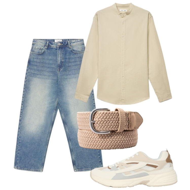 Outfit uomo - Giugno. Stile Casual per Tutti i giorni. Abbinamento con sneakers, jeans dritti, camicie, cinture.