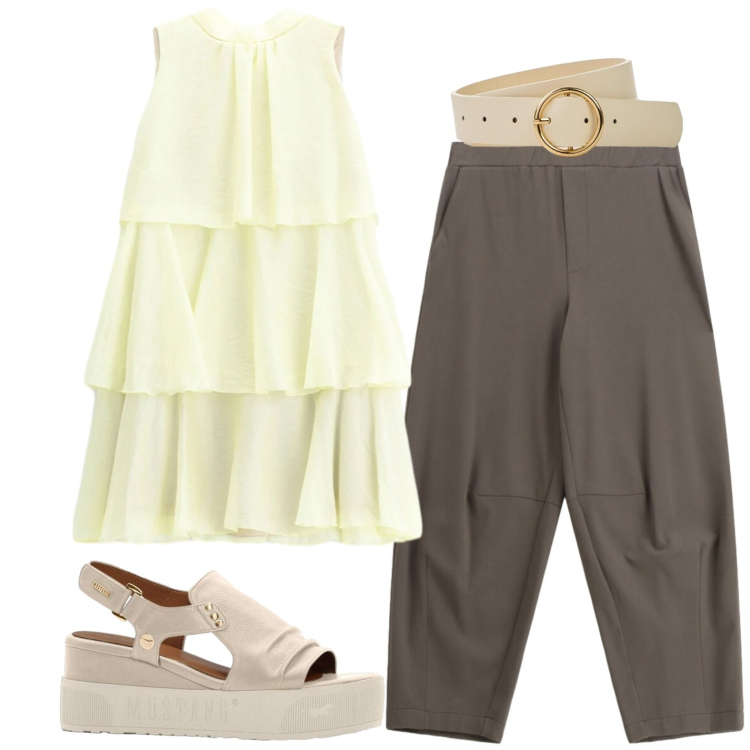 Outfit donna - Total look #2426359. Stile Casual per Tutti i giorni. Abbinamento con sandali, cinture, vestiti corti, pantaloni a palazzo.