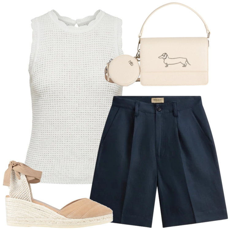 Outfit donna - Total look #2426364. Stile Casual chic per Tutti i giorni. Abbinamento con espadrillas, borse a tracolla, pantaloni corti, canottiere.