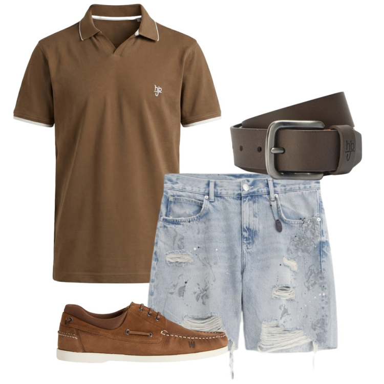 Outfit uomo - Casual class. Stile Casual per Tutti i giorni. Abbinamento con polo, cinture, scarpe stringate, bermuda.