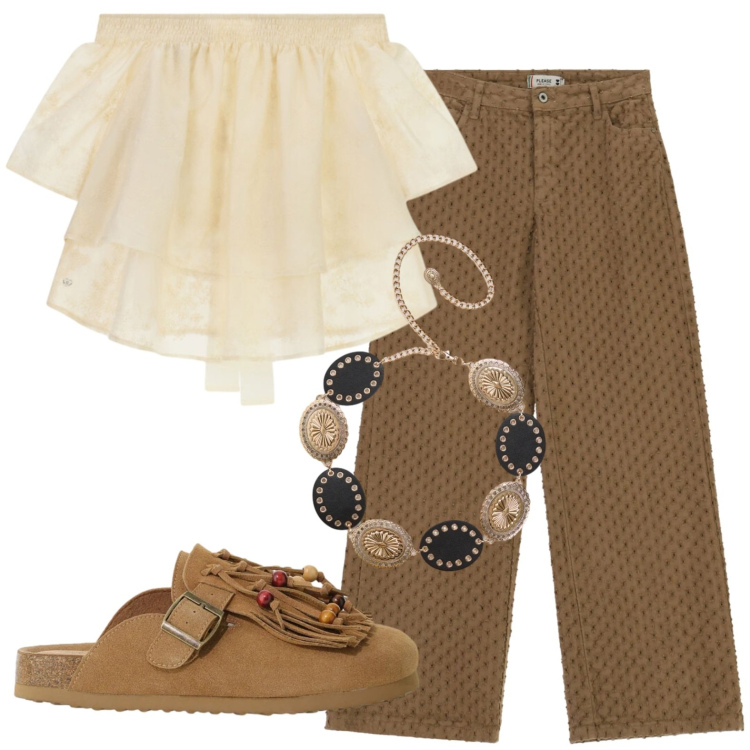 Outfit donna - Total look #2426382. Stile Casual per Tutti i giorni. Abbinamento con cinture, pantaloni, bluse, sabot.
