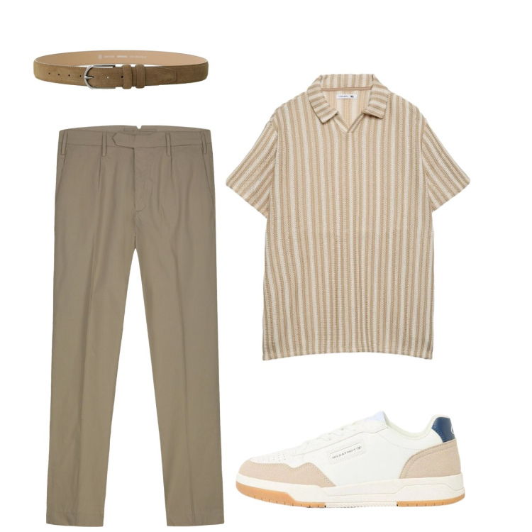 Outfit uomo - Après-midi. Stile Casual per Tutti i giorni. Abbinamento con sneakers, polo, pantaloni, cinture.
