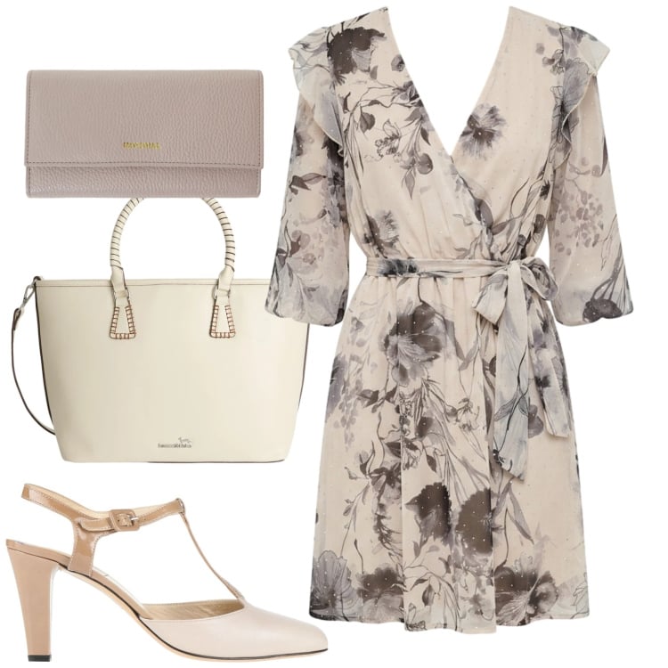 Outfit donna - City. Stile Chic per Tutti i giorni. Abbinamento con décolleté, shopping bag, vestiti corti, portafogli.