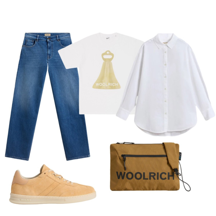 Outfit donna - In città. Stile Casual chic per Tutti i giorni. Abbinamento con borse a tracolla, sneakers, t-shirt, jeans, camicie.