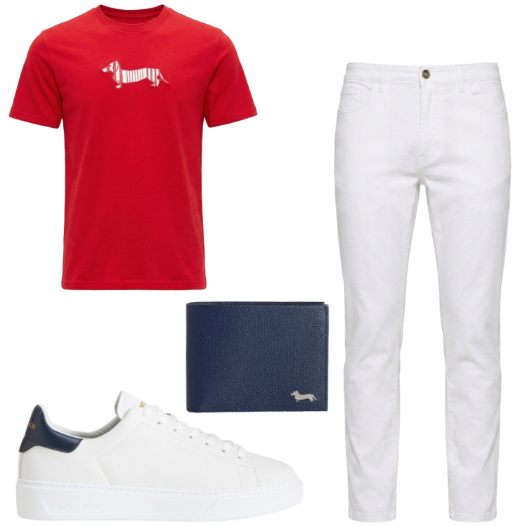 Outfit uomo - Total look #2426462. Stile Casual per Tutti i giorni. Abbinamento con t-shirt, portafogli, jeans, sneakers.