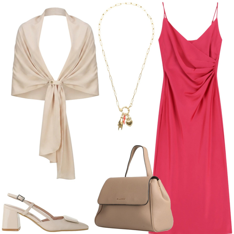 Outfit donna - Festa di laurea/eventi importanti. Stile Chic per Cerimonia. Abbinamento con zaini, stole, vestiti midi/longuette, décolleté, ciondoli.