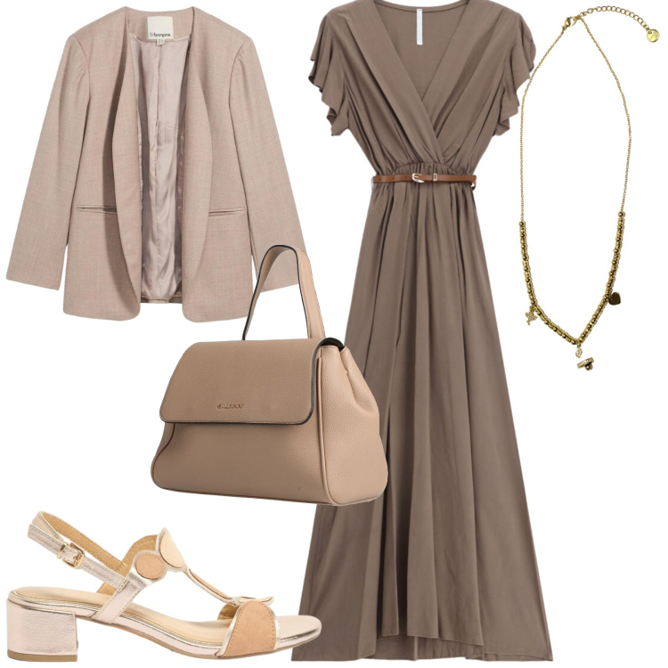 Outfit donna - City. Stile Urban per Tutti i giorni. Abbinamento con zaini, sandali col tacco, blazer, vestiti lunghi, ciondoli.