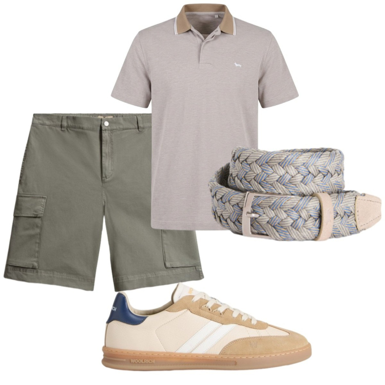 Outfit uomo - Total look #2426543. Stile Trendy per Tutti i giorni. Abbinamento con cinture, polo, sneakers, pantaloni corti.