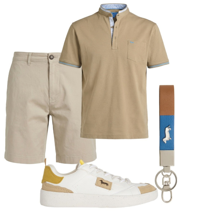 Outfit uomo - Total look #2426555. Stile Trendy per Tutti i giorni. Abbinamento con sneakers, portachiavi, polo, bermuda.