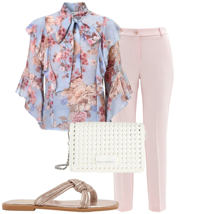 Outfit donna - Total look #2426562. Stile Casual chic per Tutti i giorni. Abbinamento con borse a tracolla, pantaloni, sandali, bluse.
