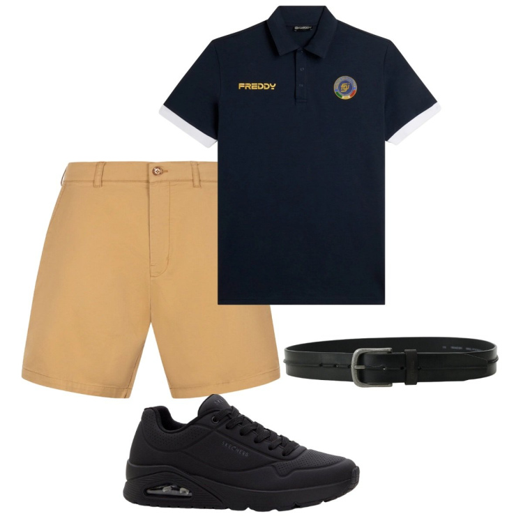 Outfit uomo - Total look #2426564. Stile Casual per Tutti i giorni. Abbinamento con sneakers, polo, bermuda, cinture.