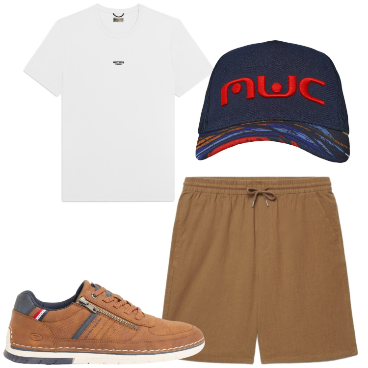 Outfit uomo - Total look #2426566. Stile Casual per Tutti i giorni. Abbinamento con sneakers, cappelli con visiera, shorts, t-shirt.