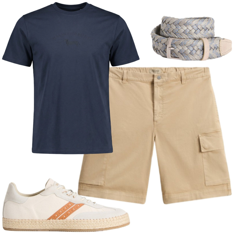 Outfit uomo - Total look #2426582. Stile Casual per Tutti i giorni. Abbinamento con t-shirt, cinture, pantaloni corti, sneakers.