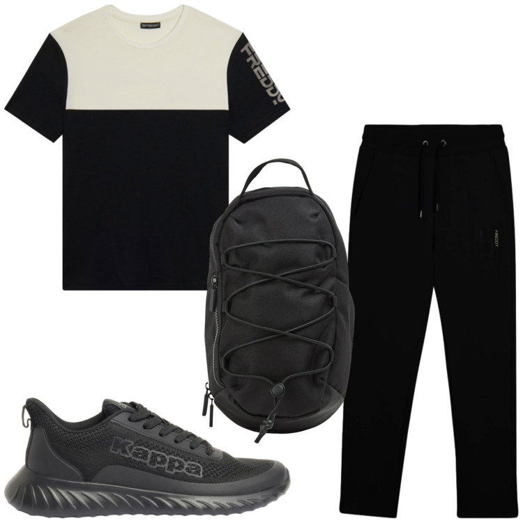 Outfit uomo - Total look #2426589. Stile Urban per Sport. Abbinamento con sneakers, borse sportive, pantaloni, t-shirt.