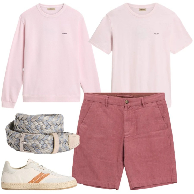 Outfit uomo - Total look #2426604. Stile Urban per Tutti i giorni. Abbinamento con cinture, t-shirt, sneakers, felpe, bermuda.