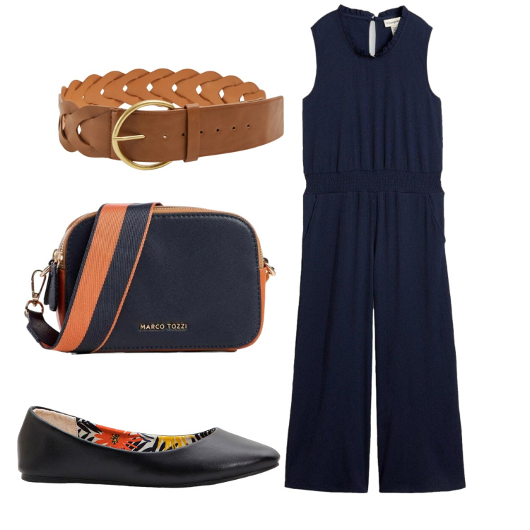 Outfit donna - Total look #2426608. Stile Basic per Ufficio. Abbinamento con tute, ballerine, borse a tracolla, cinture.