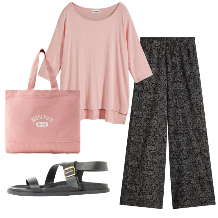 Outfit donna - Total look #2426615. Stile Basic per Tutti i giorni. Abbinamento con pantaloni, maglieria, sandali, borse tote.