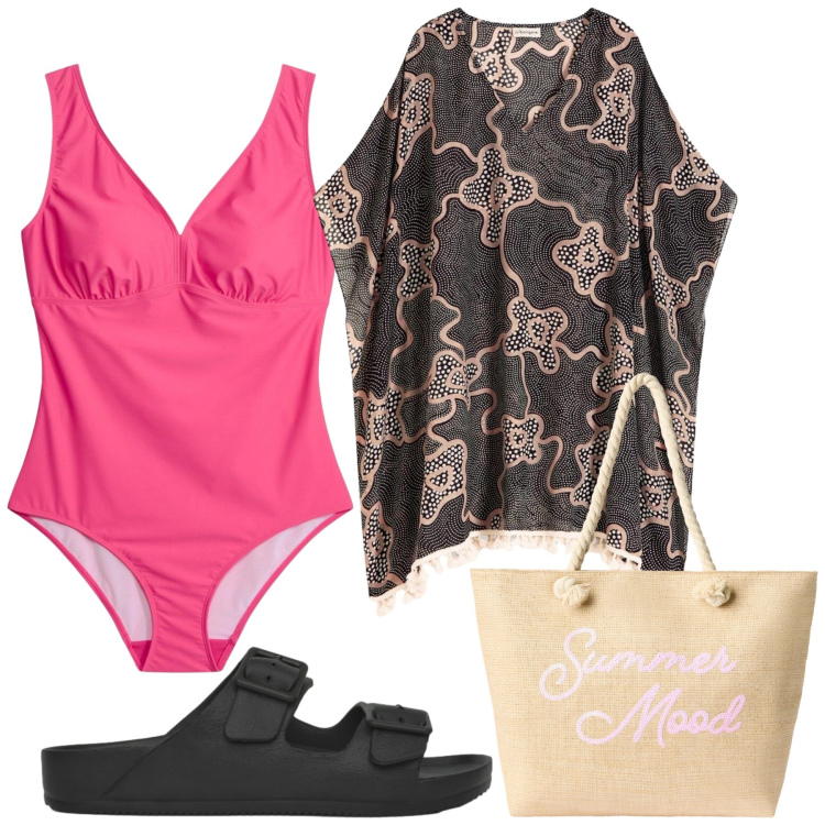 Outfit donna - Total look #2426661. Stile Basic per Mare. Abbinamento con costumi interi, vestiti da spiaggia, ciabatte, borse tote.