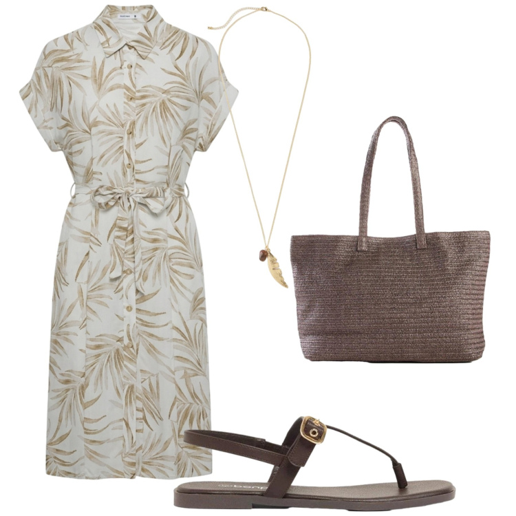 Outfit donna - Total look #2426759. Stile Etnico per Tutti i giorni. Abbinamento con sandali, collane, shopping bag, vestiti chemisier.