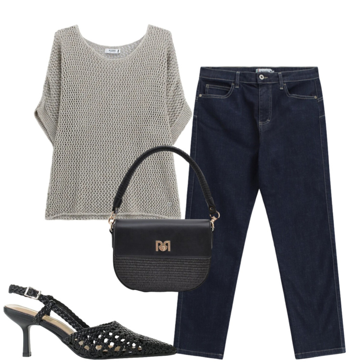 Outfit donna - Serata. Stile Casual chic per Serata fuori. Abbinamento con top, jeans slim fit, borse a spalla, décolleté.