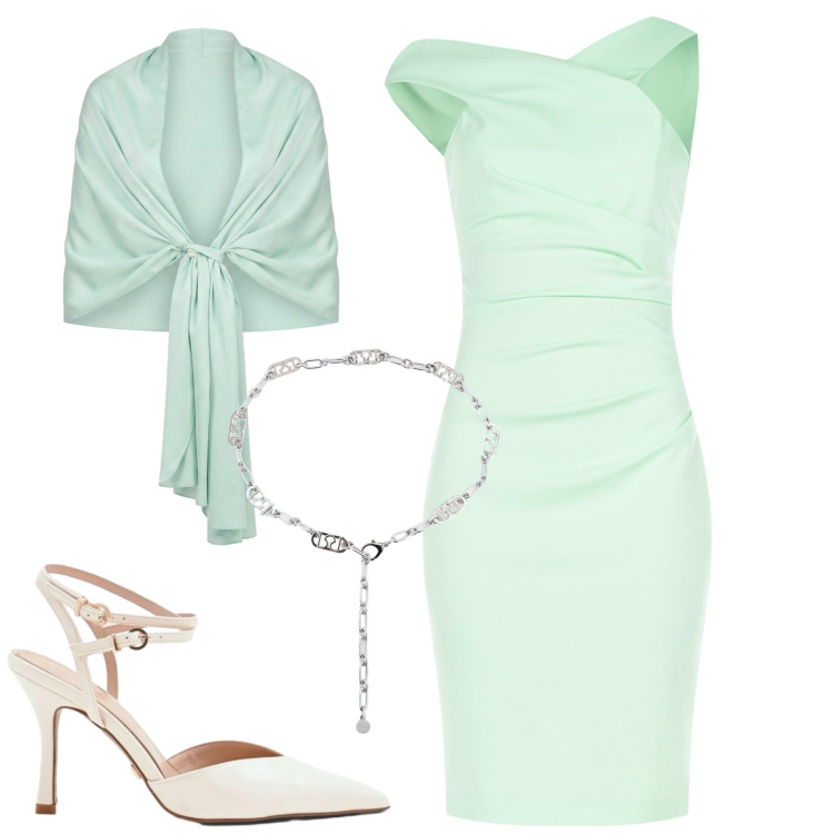 Outfit donna - Cerimonia. Stile Chic per Cerimonia. Abbinamento con cinture, décolleté, vestiti asimmetrici, stole.