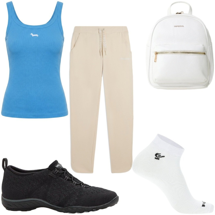 Outfit donna - Total look #2426822. Stile Basic per Sport. Abbinamento con sneakers, canottiere, zaini, calzini, pantaloni.