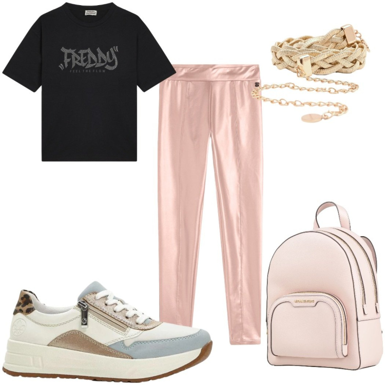 Outfit donna - Total look #2426855. Stile Basic per Tutti i giorni. Abbinamento con zaini, sneakers, cinture, treggings, t-shirt.