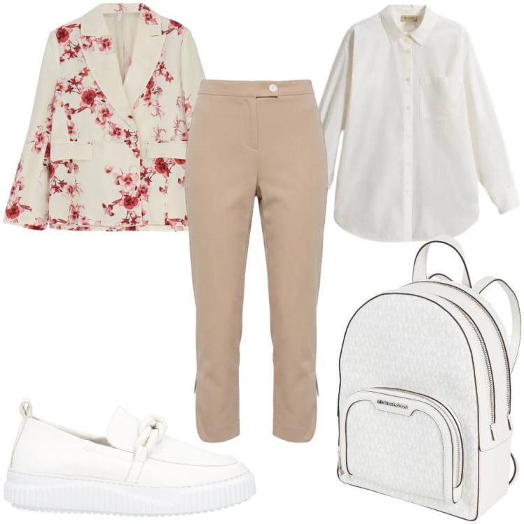Outfit donna - Total look #2426863. Stile Mannish per Ufficio. Abbinamento con mocassini, zaini, pantaloni, blazer, camicie.