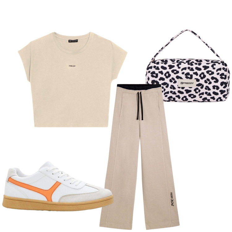Outfit donna - Total look #2426886. Stile Sporty chic per Sport. Abbinamento con sneakers, pantaloni, borse a spalla, t-shirt.