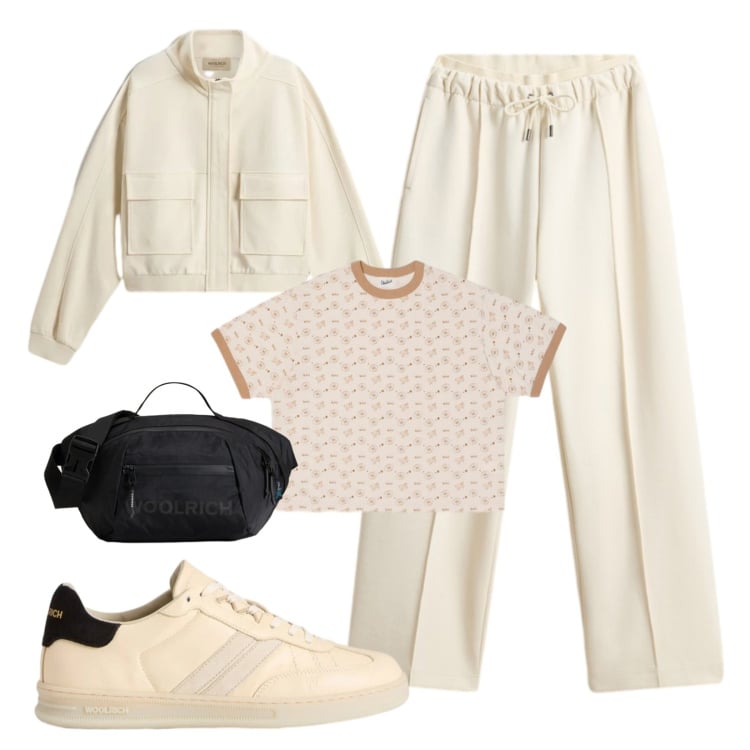 Outfit donna - Caposala smart. Stile Urban per Tutti i giorni. Abbinamento con t-shirt, borse a tracolla, bomber, pantaloni, sneakers.