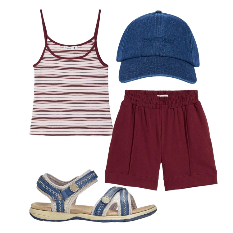 Outfit donna - Total look #2426921. Stile Basic per Sport. Abbinamento con sandali, shorts, canottiere, cappelli con visiera.