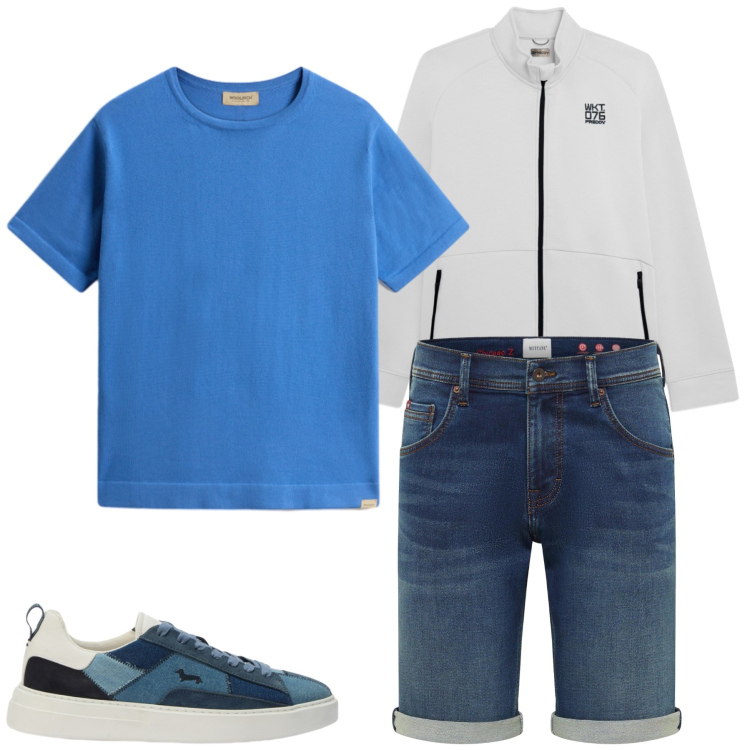 Outfit uomo - Total look #2426928. Stile Casual per Tutti i giorni. Abbinamento con bermuda, sneakers, felpe, t-shirt.
