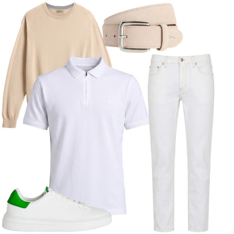 Outfit uomo - Total look #2426931. Stile Casual per Tutti i giorni. Abbinamento con jeans, polo, sneakers, cinture, maglieria.