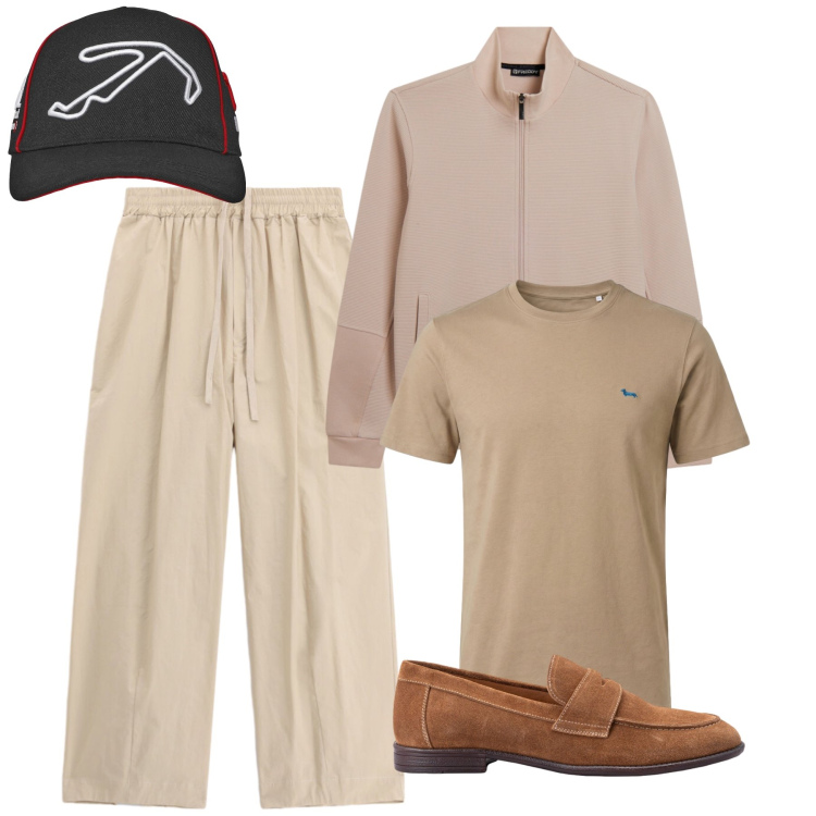 Outfit uomo - Total look #2426946. Stile Casual per Tutti i giorni. Abbinamento con t-shirt, cappelli con visiera, felpe, scarpe stringate, pantaloni.