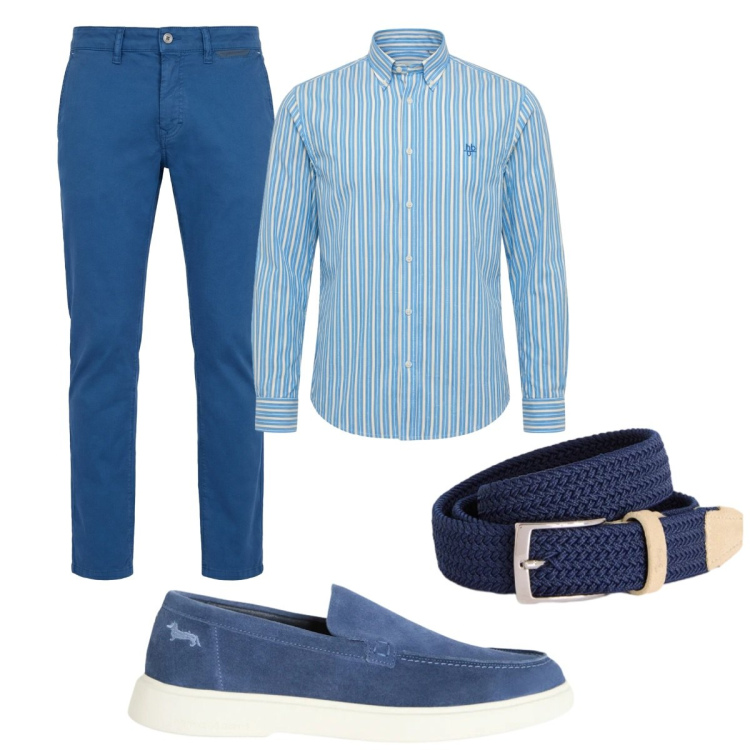 Outfit uomo - Total look #2426971. Stile Business/Elegante per Ufficio. Abbinamento con pantaloni, camicie, cinture, scarpe stringate.