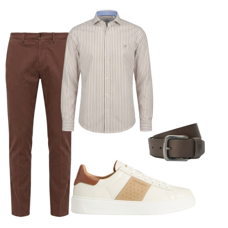 Outfit uomo - Total look #2426975. Stile Trendy per Ufficio. Abbinamento con pantaloni chino, camicie, cinture, sneakers.